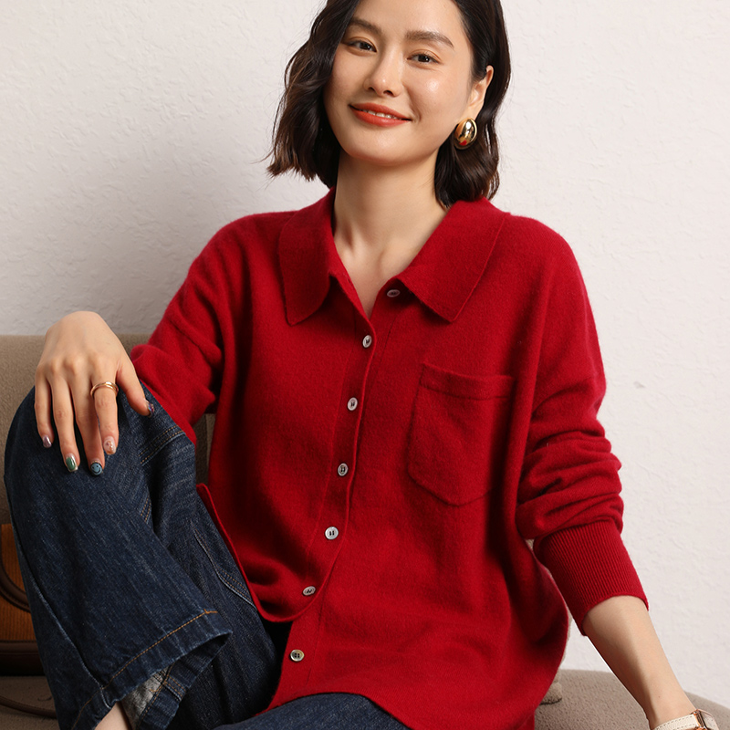 Down Jacket Packable - 女性用カシミヤカーディガン100%,ニットセーター,シックなトップス,カジュアルコート,折り返し襟,ルーズジャケット,ラージサイズ,秋
