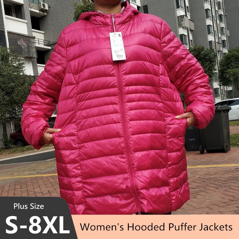 Down Jacket Packable - プラスサイズ 5XL 6XL 7XL 女性のフード付きパファージャケット 2023