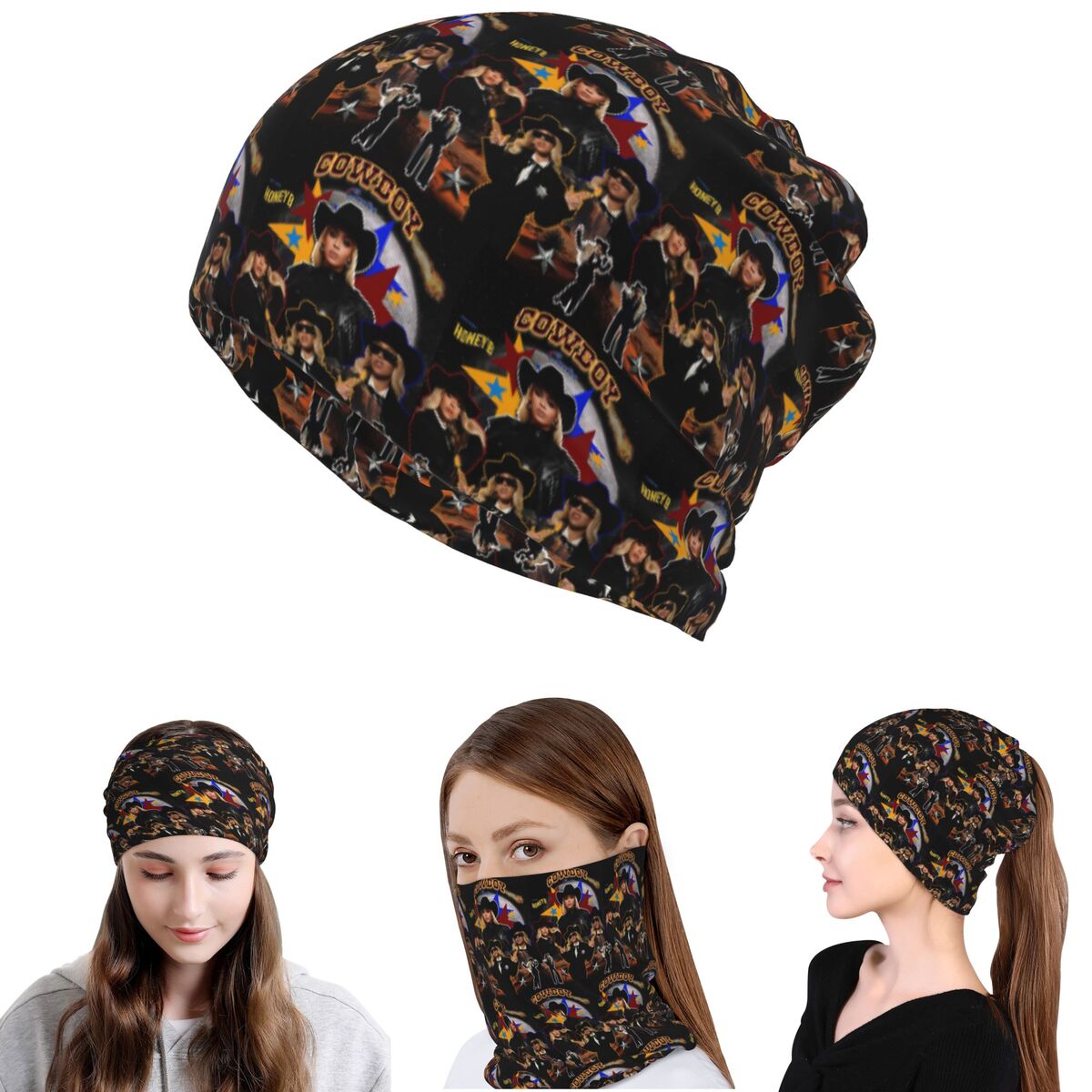 Knit Beanie Hat Warm - カウボーイ カーター ビヨンセ 新アルバム バンダナ ネックカバー