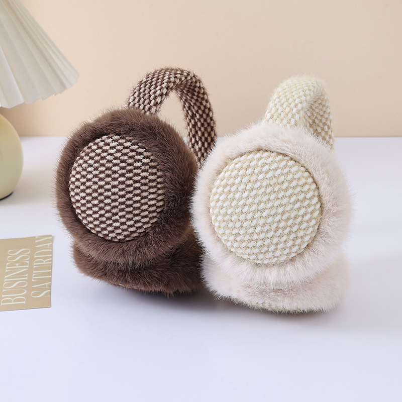 女性用、編み物で作られたふわふわのイヤーマフ。冬に暖かく耳を - Earmuffs Foldable のレビューと価格
