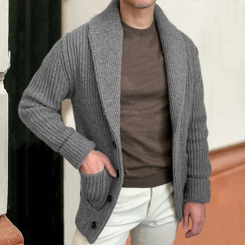 メンズセーター カーディガン ラペル 長袖 レトロ ボタン留 - Down Jacket Packable のレビューと価格