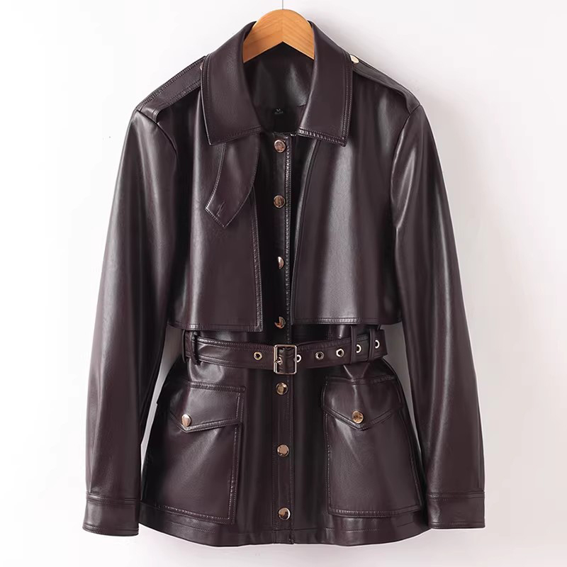 新しい女性用スプリットレザーモーターバイカージャケット春秋フ - Down Jacket Packable のレビューと価格