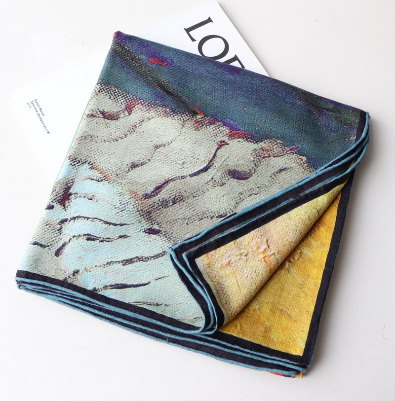 エレガントなシルク30% ウール70% スカーフ 135x1 - Shawl Wrap Winter のレビューと価格