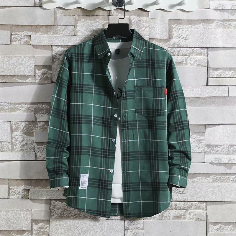 KIDWHXR 男性チェック柄シャツ春秋韓国チェック柄シング - Down Jacket Packable のレビューと価格