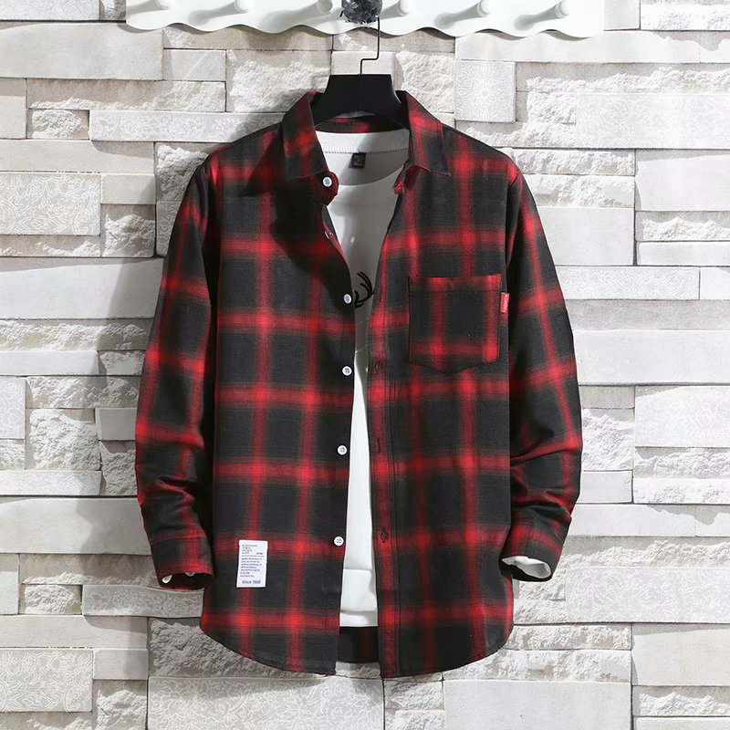 KIDWHXR 男性チェック柄シャツ春秋韓国チェック柄シング - Down Jacket Packable のレビューと価格
