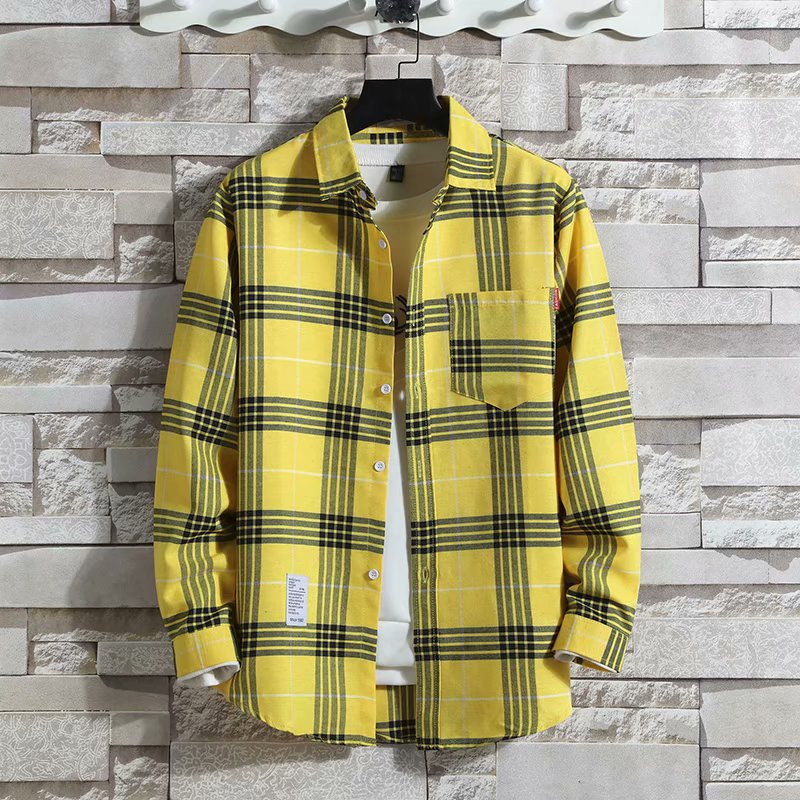 KIDWHXR 男性チェック柄シャツ春秋韓国チェック柄シング - Down Jacket Packable のレビューと価格
