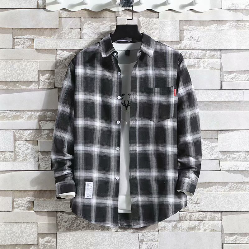 KIDWHXR 男性チェック柄シャツ春秋韓国チェック柄シング - Down Jacket Packable のレビューと価格