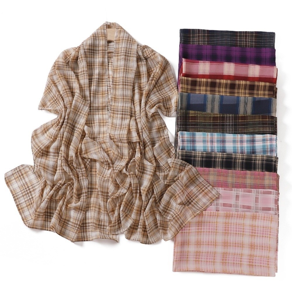 クラシックなロング丈の英国風チェック柄プリントスカーフ、シフ - Shawl Wrap Winter のレビューと価格