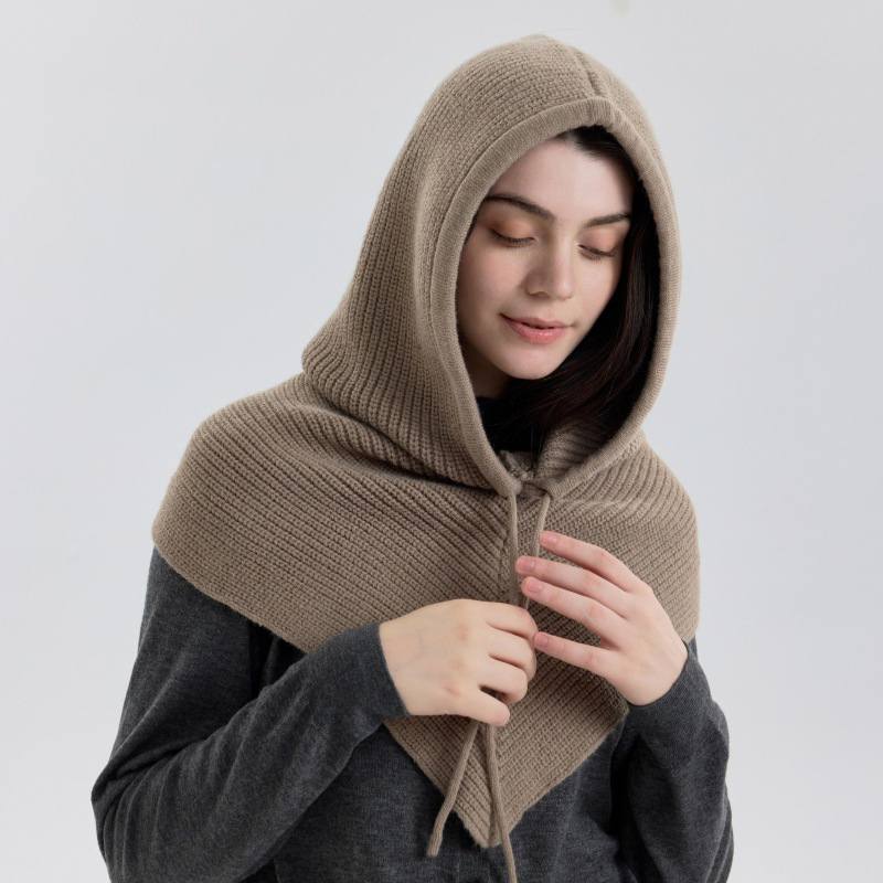 冬のバラクラバ帽子スカーフ女性用ニットフード付きキャップ屋外 - Knit Beanie Hat Warm のレビューと価格