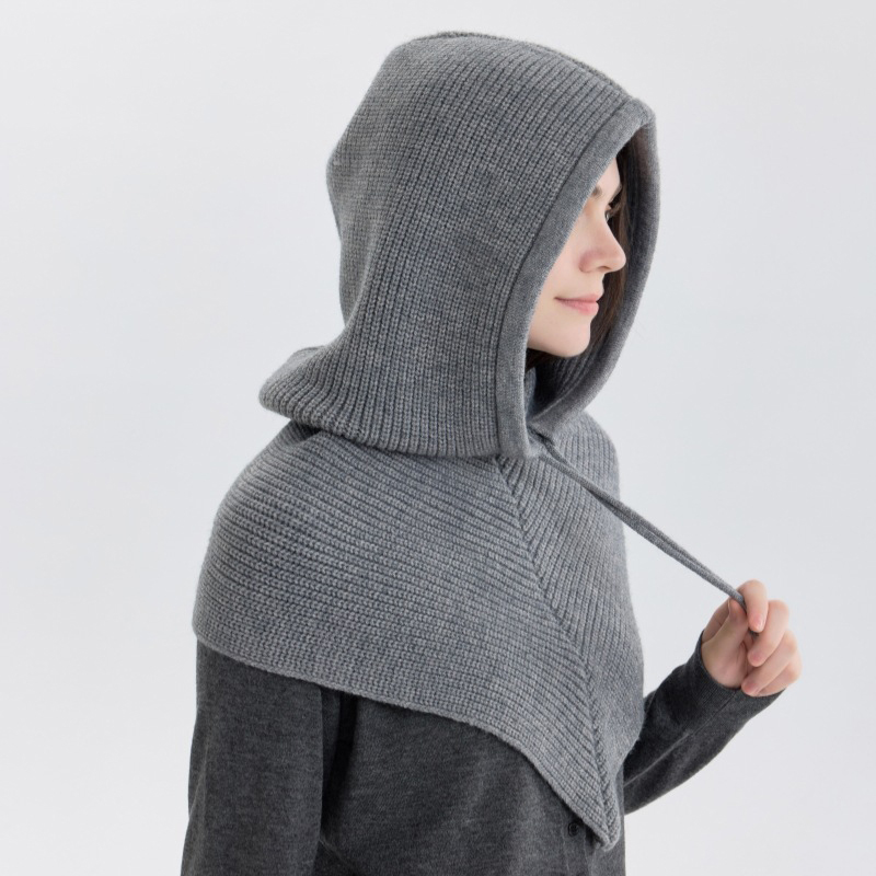冬のバラクラバ帽子スカーフ女性用ニットフード付きキャップ屋外 - Knit Beanie Hat Warm のレビューと価格
