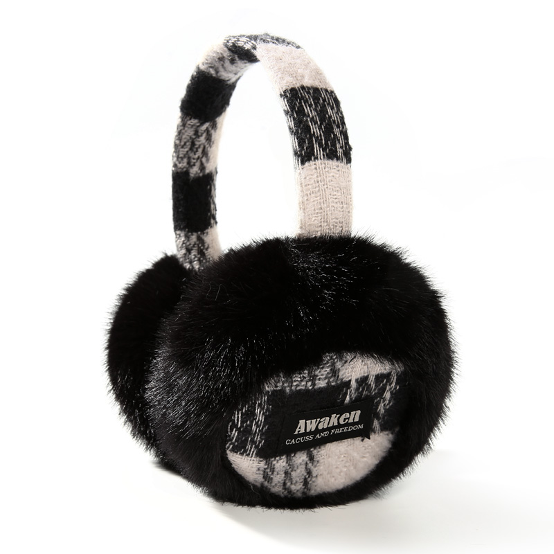 冬用暖かい折りたたみ式イヤーマフ、格子柄のファー、厚手の耳保 - Earmuffs Foldable のレビューと価格