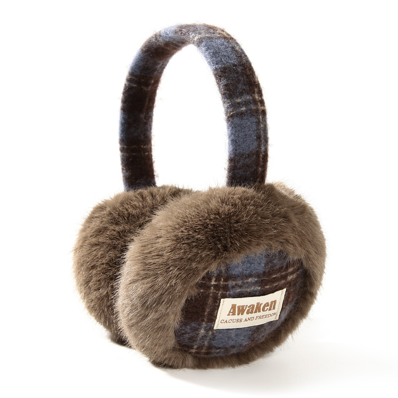 冬用暖かい折りたたみ式イヤーマフ、格子柄のファー、厚手の耳保 - Earmuffs Foldable のレビューと価格